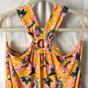 Super Cute for Vacation! Yellow Floral Keyhole Halter Top Size 12 - Never Worn